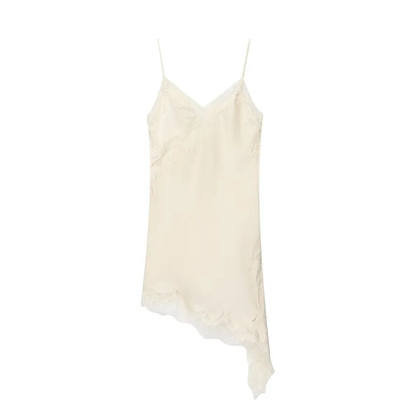 Lace Satin Slip Mini Dress – Backless Summer Party Dress