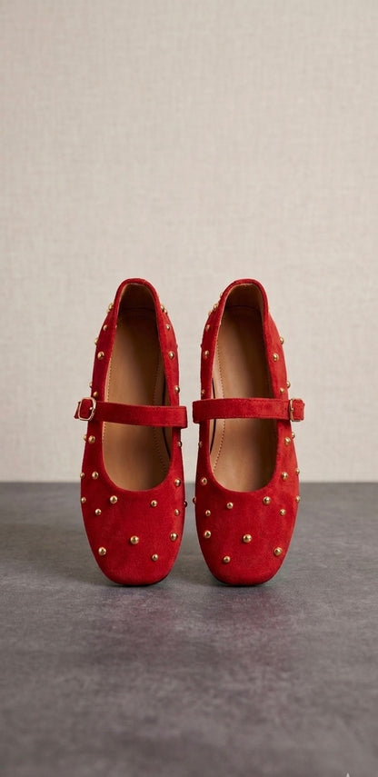 Retro Suede Mary Jane Flats