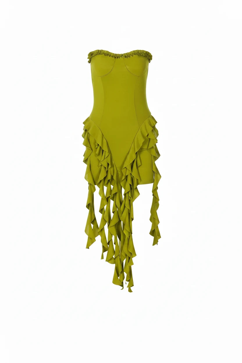 The Noir Ruffle Mini Dress