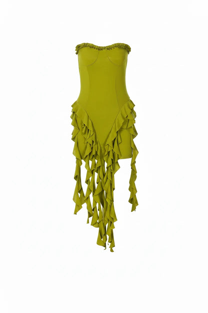 The Noir Ruffle Mini Dress
