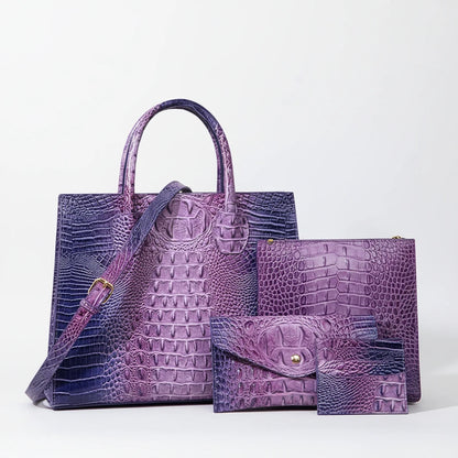 Sunset Croc Leather Bag Set