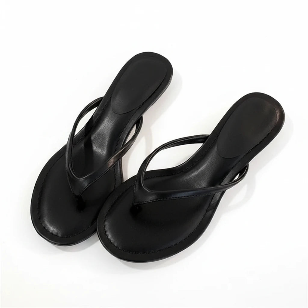 Élan Soft Luxe Kitten Heels – Thong Slip-On Sandals