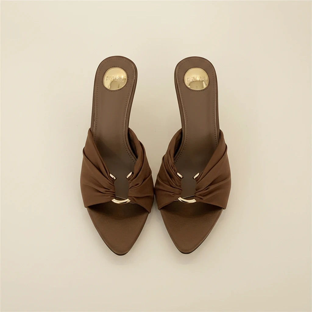 Silk Strap Stiletto Mules