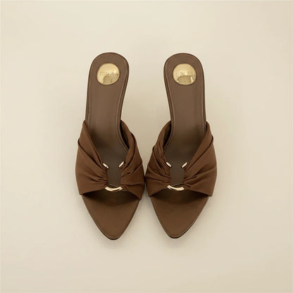 Silk Strap Stiletto Mules