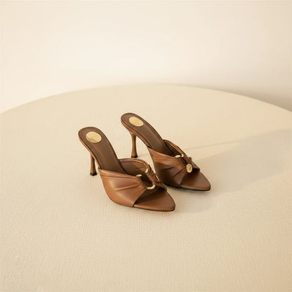 Silk Strap Stiletto Mules