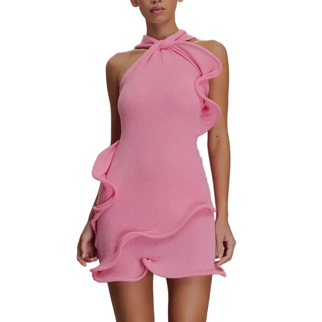 Coastal Glow Halter Neck Dress