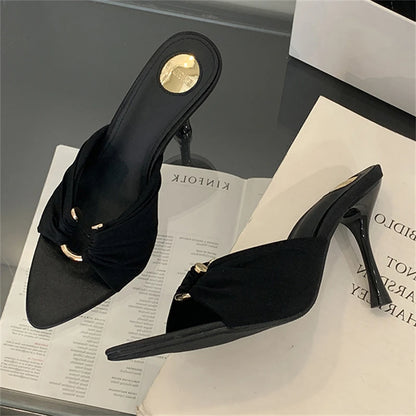 Silk Strap Stiletto Mules