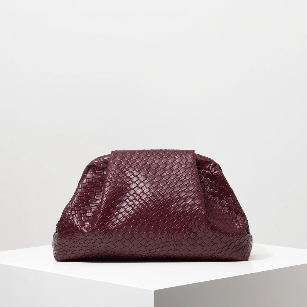Vintage Leather Woven Clutch Bag