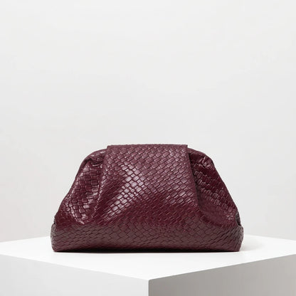 Vintage Leather Woven Clutch Bag