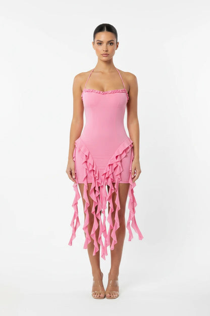 The Noir Ruffle Mini Dress