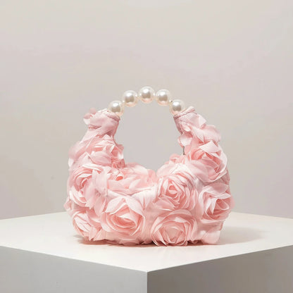 Sunlux Collective Floral Pearl Half-Moon Bag