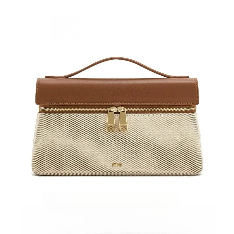 Modern Lunchbox Style PU Clutch Bag - Structured Mini Handbag