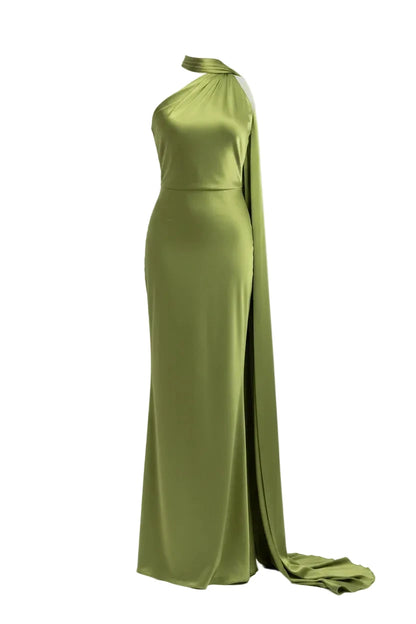 Satin Drape Backless Dress