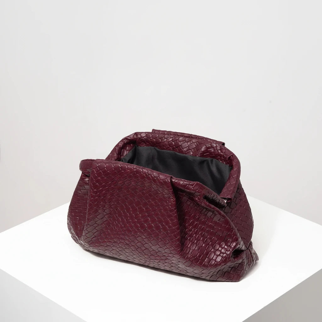 Vintage Leather Woven Clutch Bag