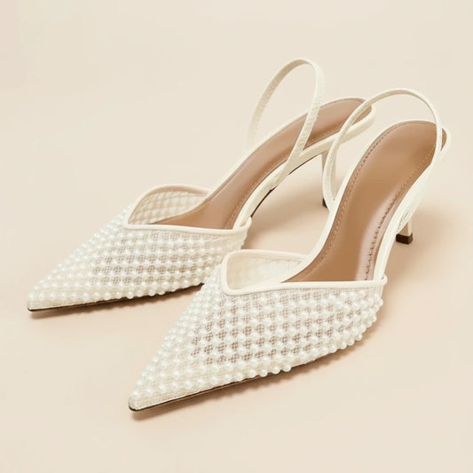 Crystal Bead Slingback Heels