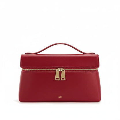 Modern Lunchbox Style PU Clutch Bag - Structured Mini Handbag