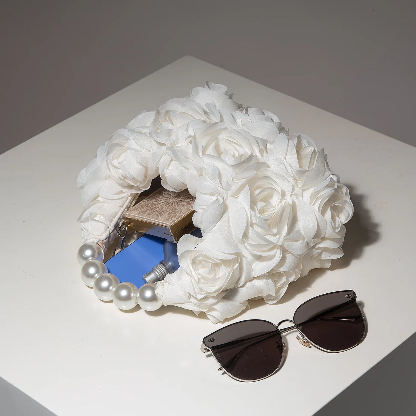 Sunlux Collective Floral Pearl Half-Moon Bag