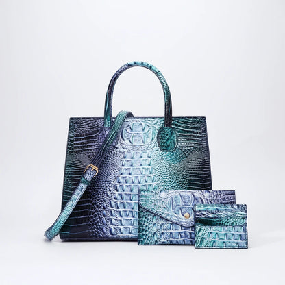 Sunset Croc Leather Bag Set