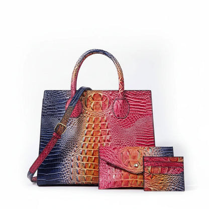 Sunset Croc Leather Bag Set