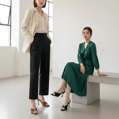 Silk Strap Stiletto Mules