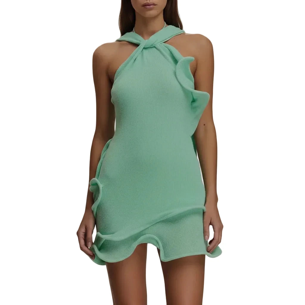 Coastal Glow Halter Neck Dress