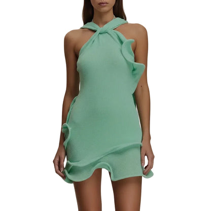 Coastal Glow Halter Neck Dress