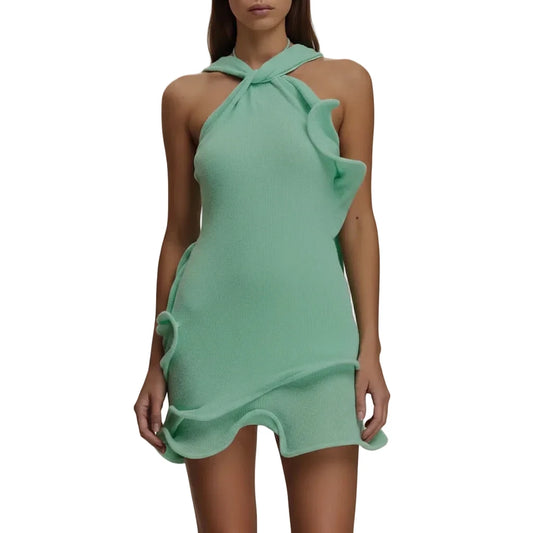Coastal Glow Halter Neck Dress