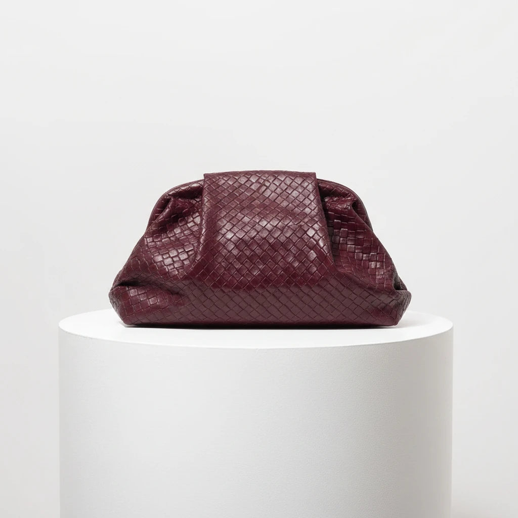 Vintage Leather Woven Clutch Bag