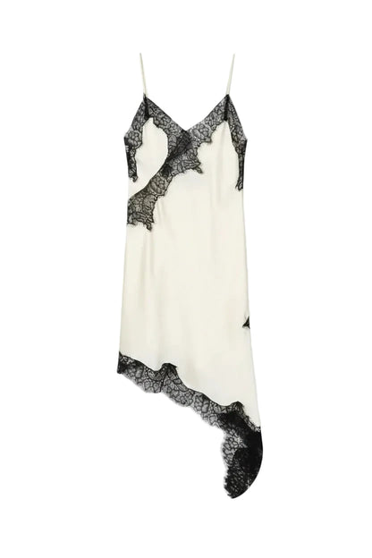 Lace Satin Slip Mini Dress – Backless Summer Party Dress