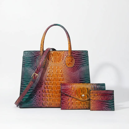 Sunset Croc Leather Bag Set