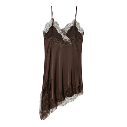 Lace Satin Slip Mini Dress – Backless Summer Party Dress