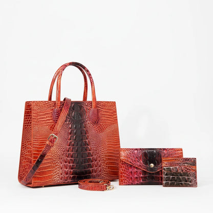 Sunset Croc Leather Bag Set