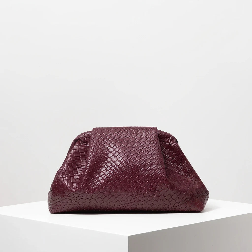 Vintage Leather Woven Clutch Bag