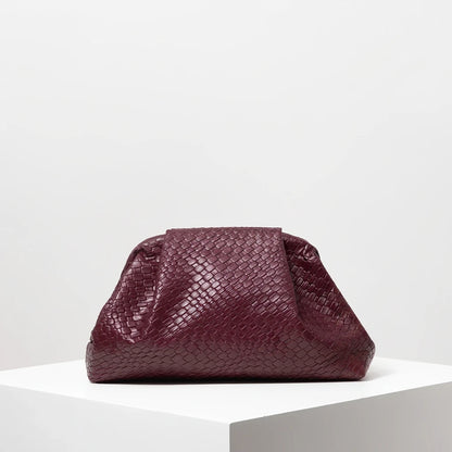 Vintage Leather Woven Clutch Bag