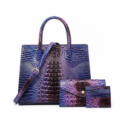Sunset Croc Leather Bag Set