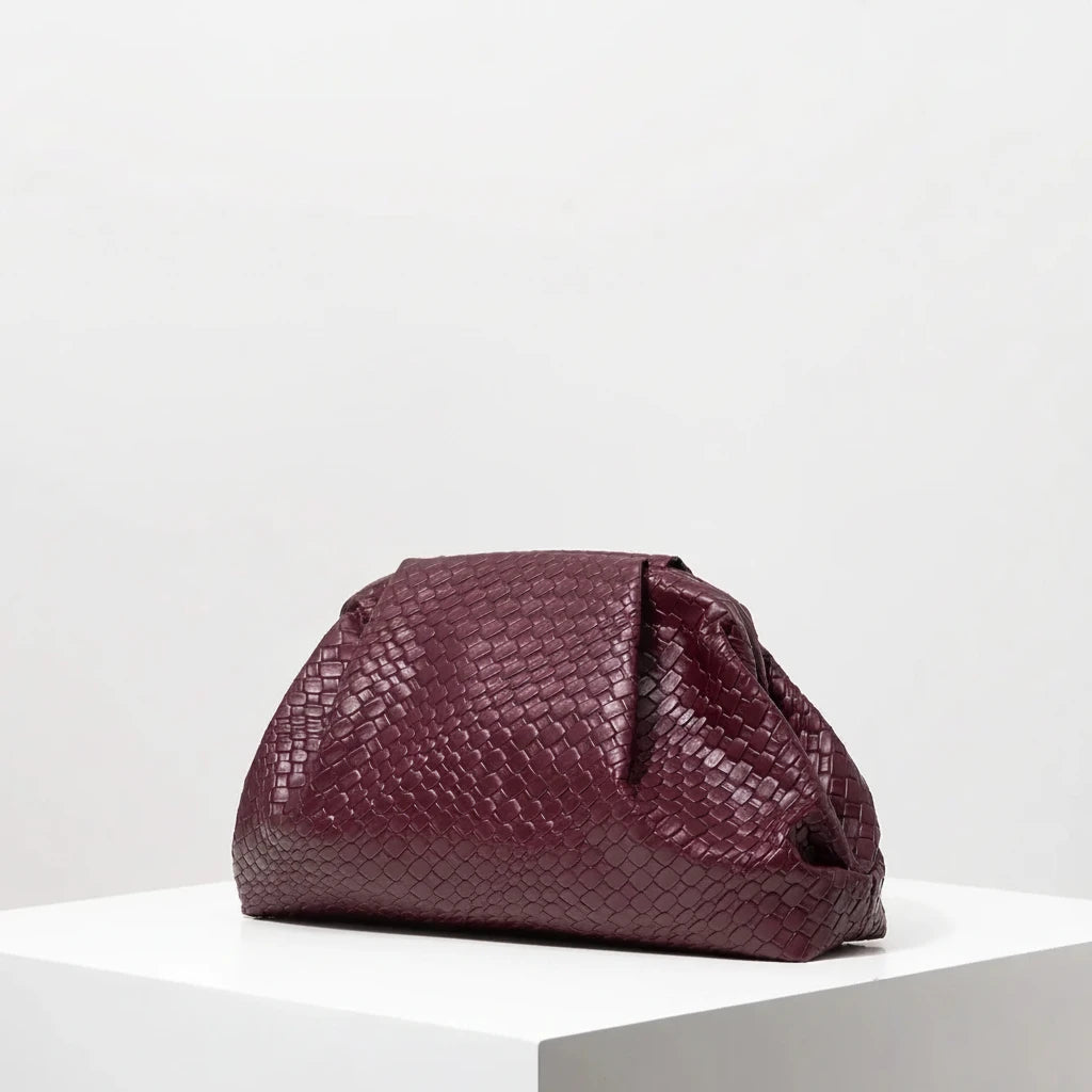 Vintage Leather Woven Clutch Bag