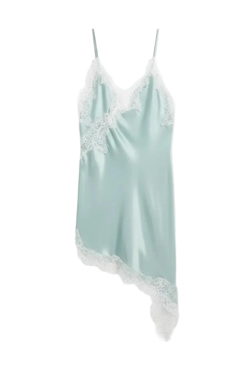 Lace Satin Slip Mini Dress – Backless Summer Party Dress