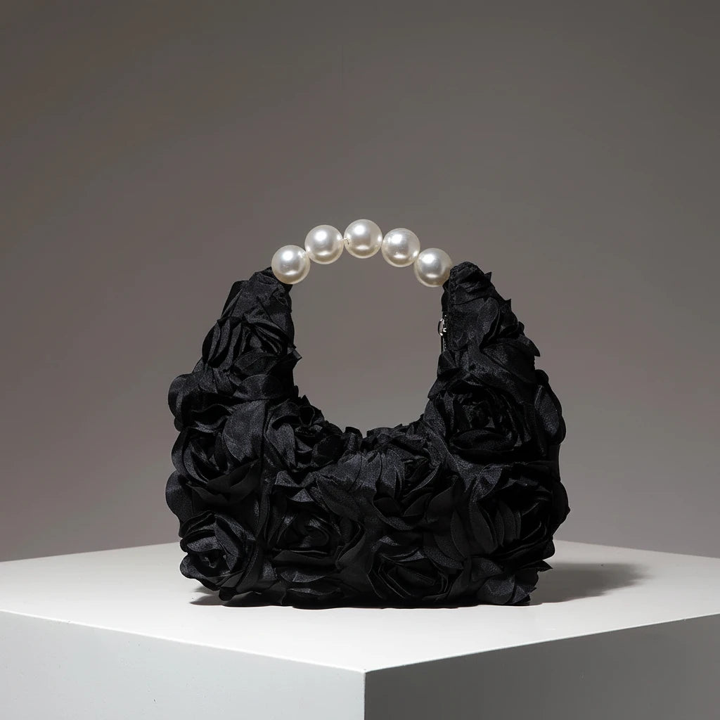 Sunlux Collective Floral Pearl Half-Moon Bag