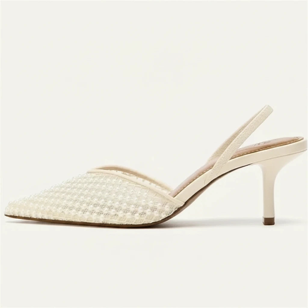 Crystal Bead Slingback Heels