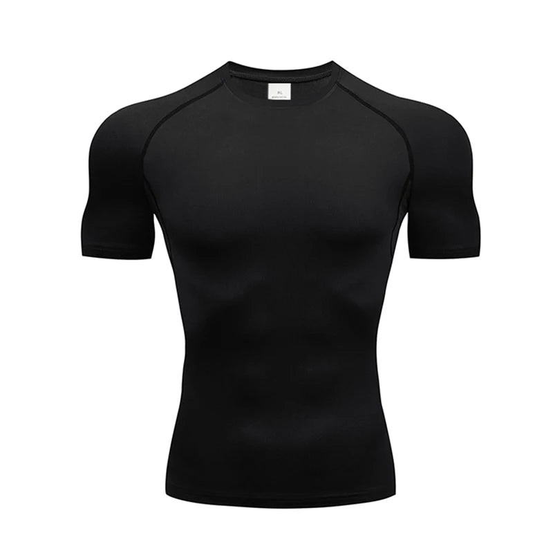 Men's Compression Fitness Set – Short Sleeve Top & Shorts