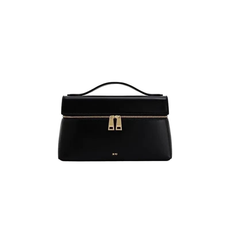 Modern Lunchbox Style PU Clutch Bag - Structured Mini Handbag