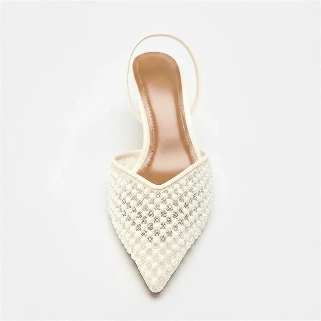 Crystal Bead Slingback Heels