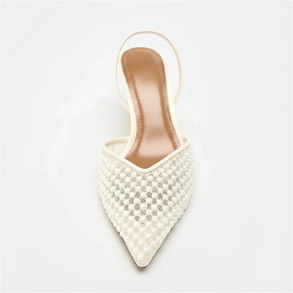 Crystal Bead Slingback Heels