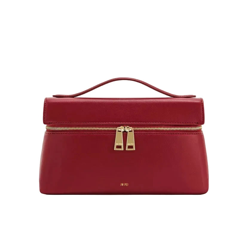Modern Lunchbox Style PU Clutch Bag - Structured Mini Handbag
