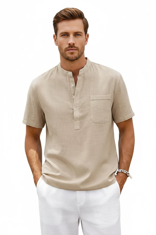 Premium Linen Henley Shirt